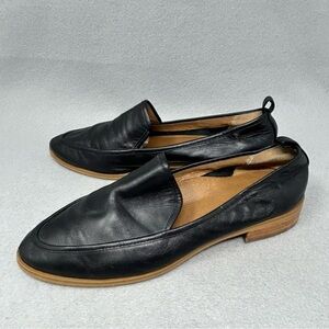 Susina Womens Kellen Lea Loafer Flat Shoes Black Leather Slip On Size 7 M